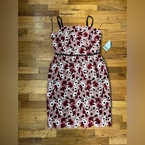 Adelyn Rae Maroon & Pink Floral Mini Dress, NWT, Size Large